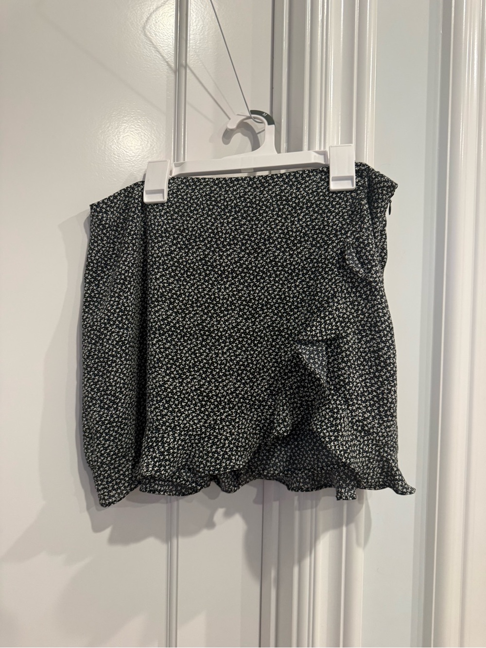 Cotton Candy Black Mini Skirt with White Ditsy Floral